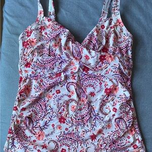 Lands' End Pink and Purple Paisley Floral Swim Camisole